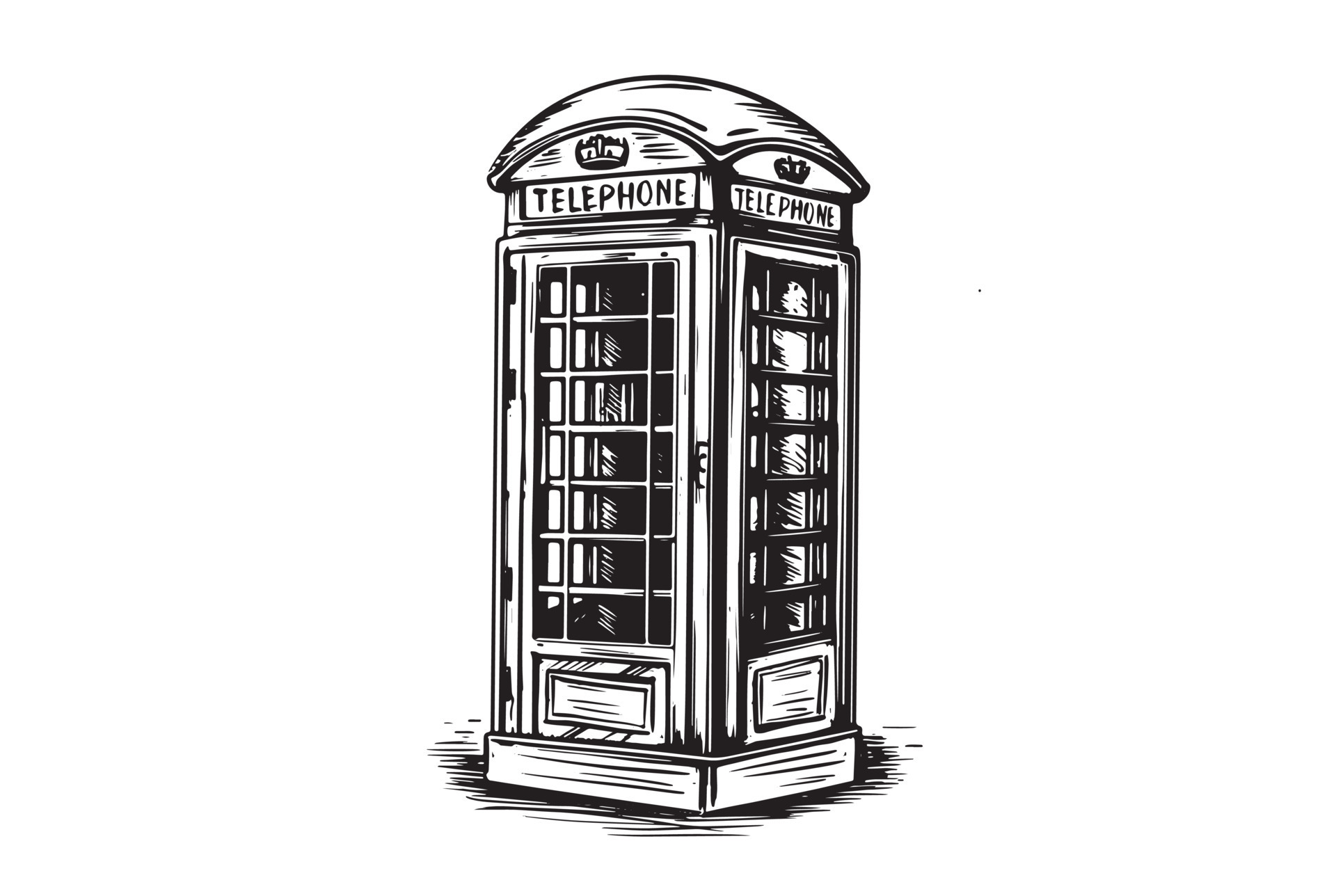 Red White Blue Retro British Style Red Phone Booth Drawing Hand Account  Sticker Icon PNG Images | AI Free Download - Pikbest