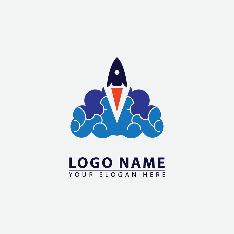 modern rocket cloud logo icon vector