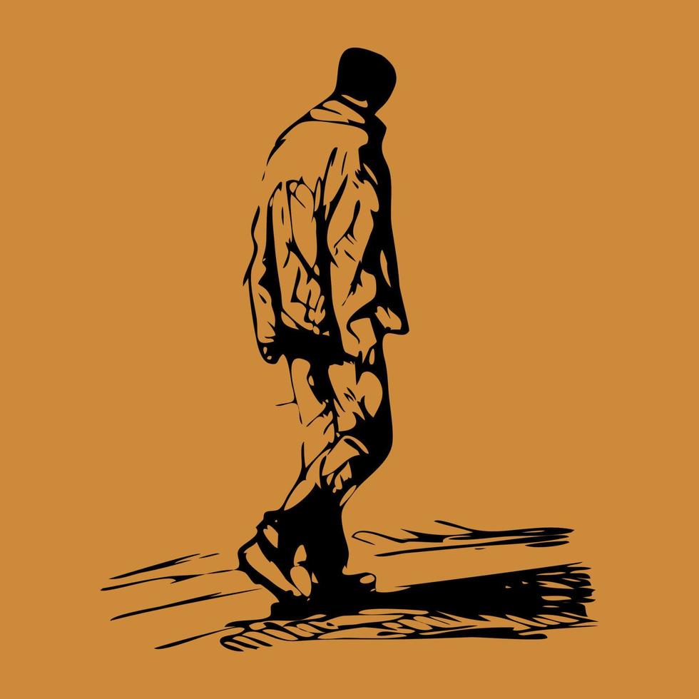 hombre caminando bosquejo línea Arte vector
