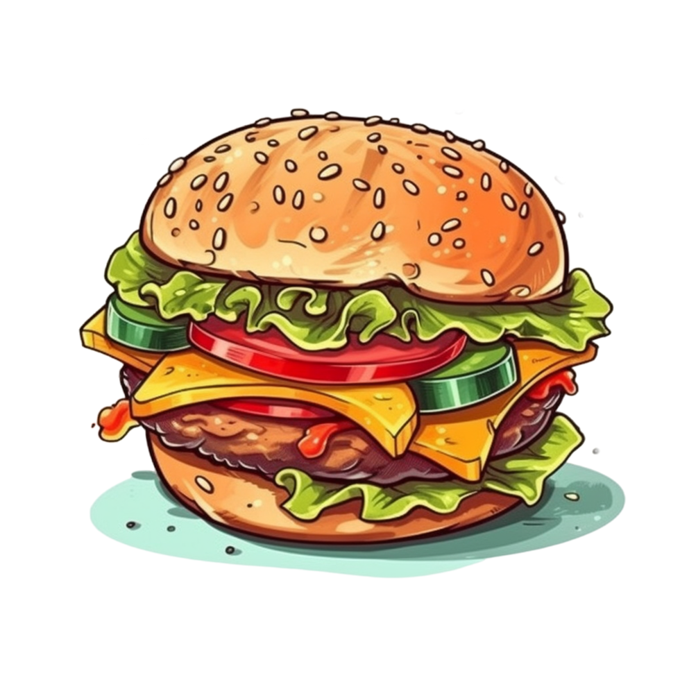 Hamburger Cartoon AI Generative 23214911 PNG
