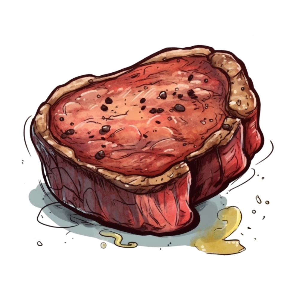 Cartoon Steak AI Generative png