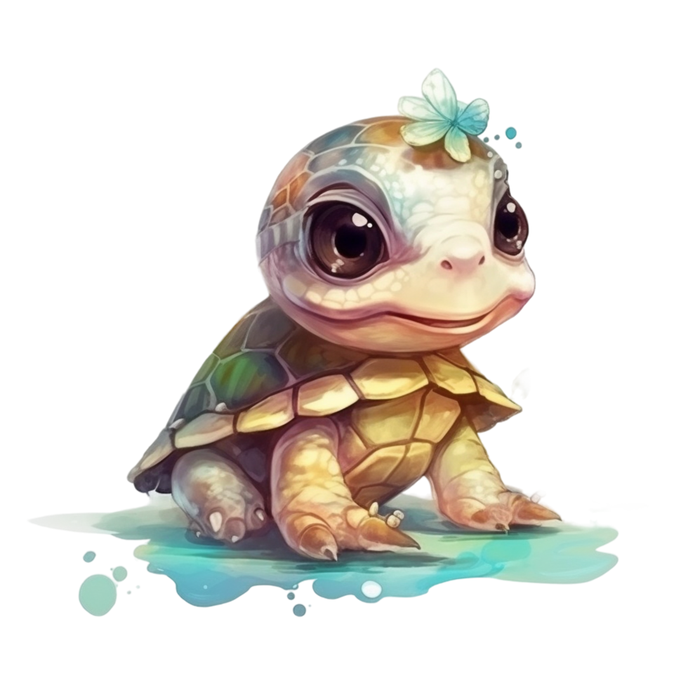 Girl Baby Turtle AI Generative png