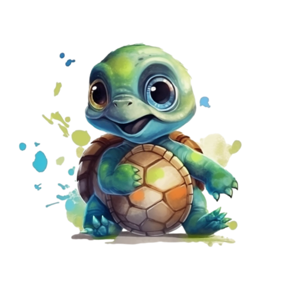 vattenfärg bebis sköldpadda ai generativ png
