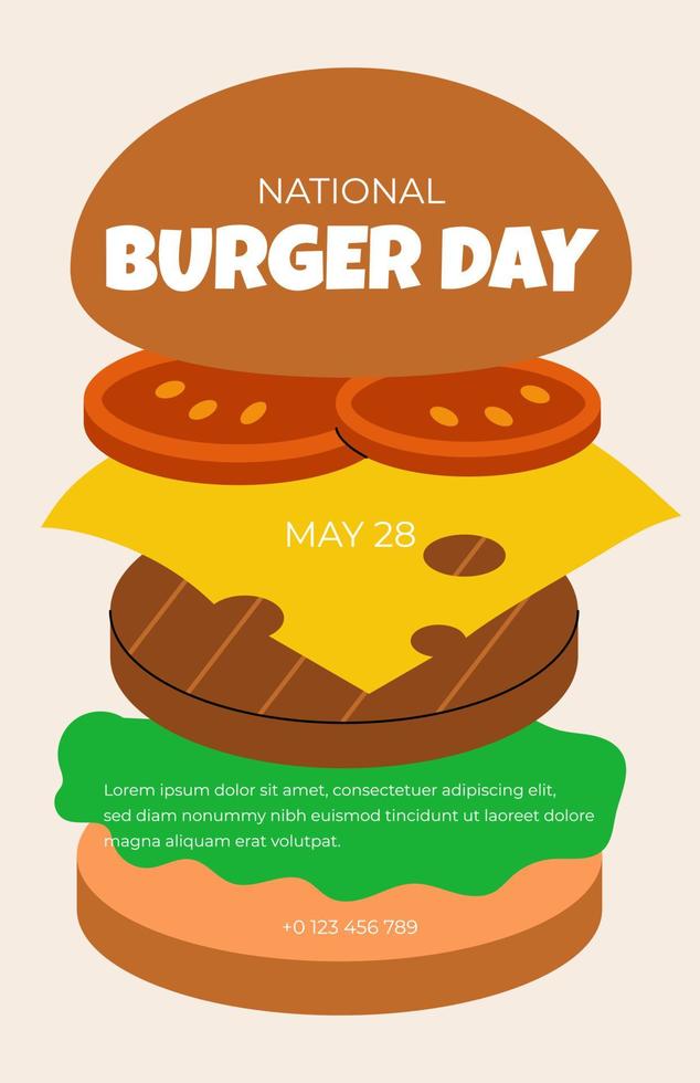 nacional hamburguesa día póster vector