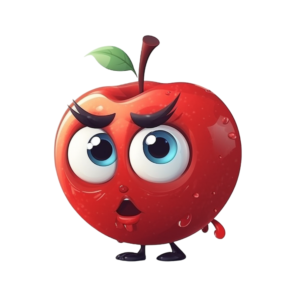 Cartoon Red apple AI Generative png