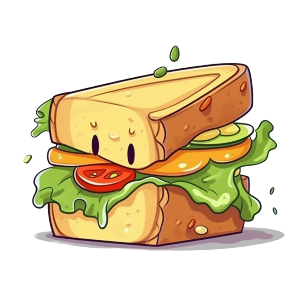 Cartoon Sandwich aesthetic png