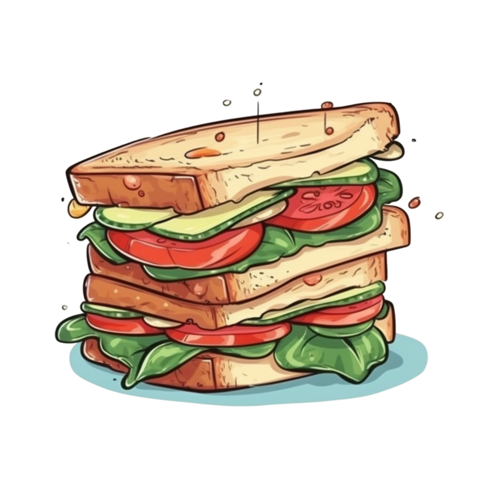 Cartoon Sandwich aesthetic png