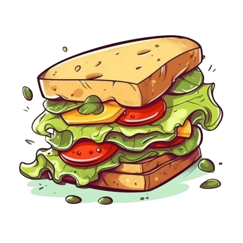 Cartoon Sandwich aesthetic png