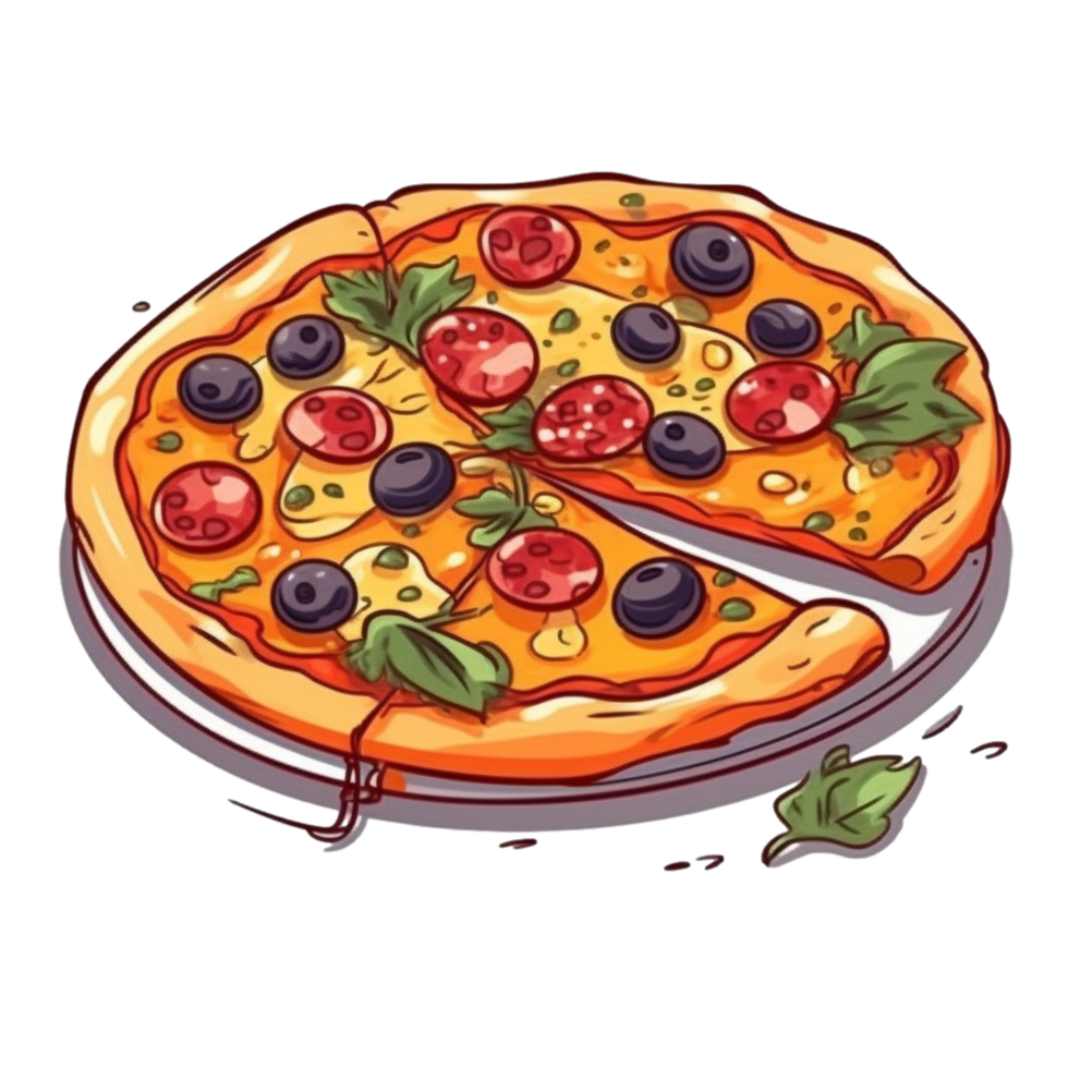 desenho animado pizza ai generativo png