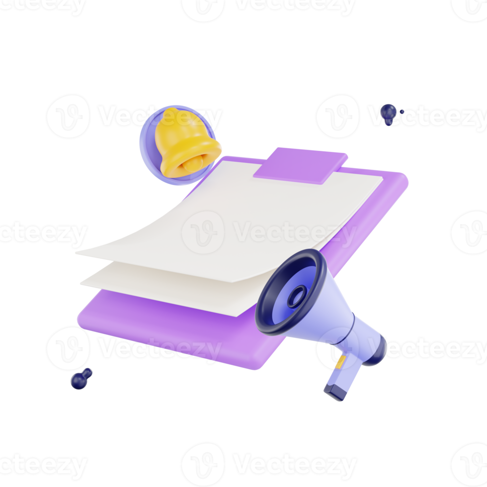 3D clipboard with notice , Confirmed or approved document. png