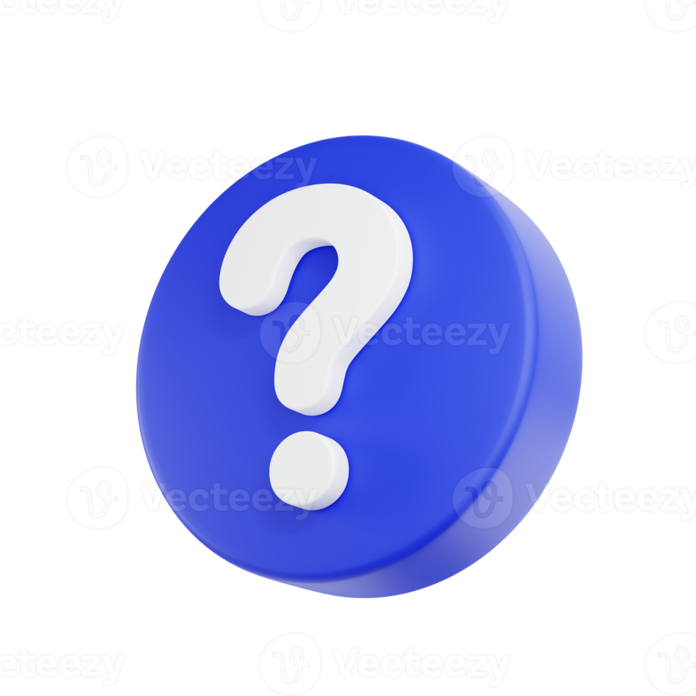 3D render Question mark speech bubble icon. Message box with question sign. png