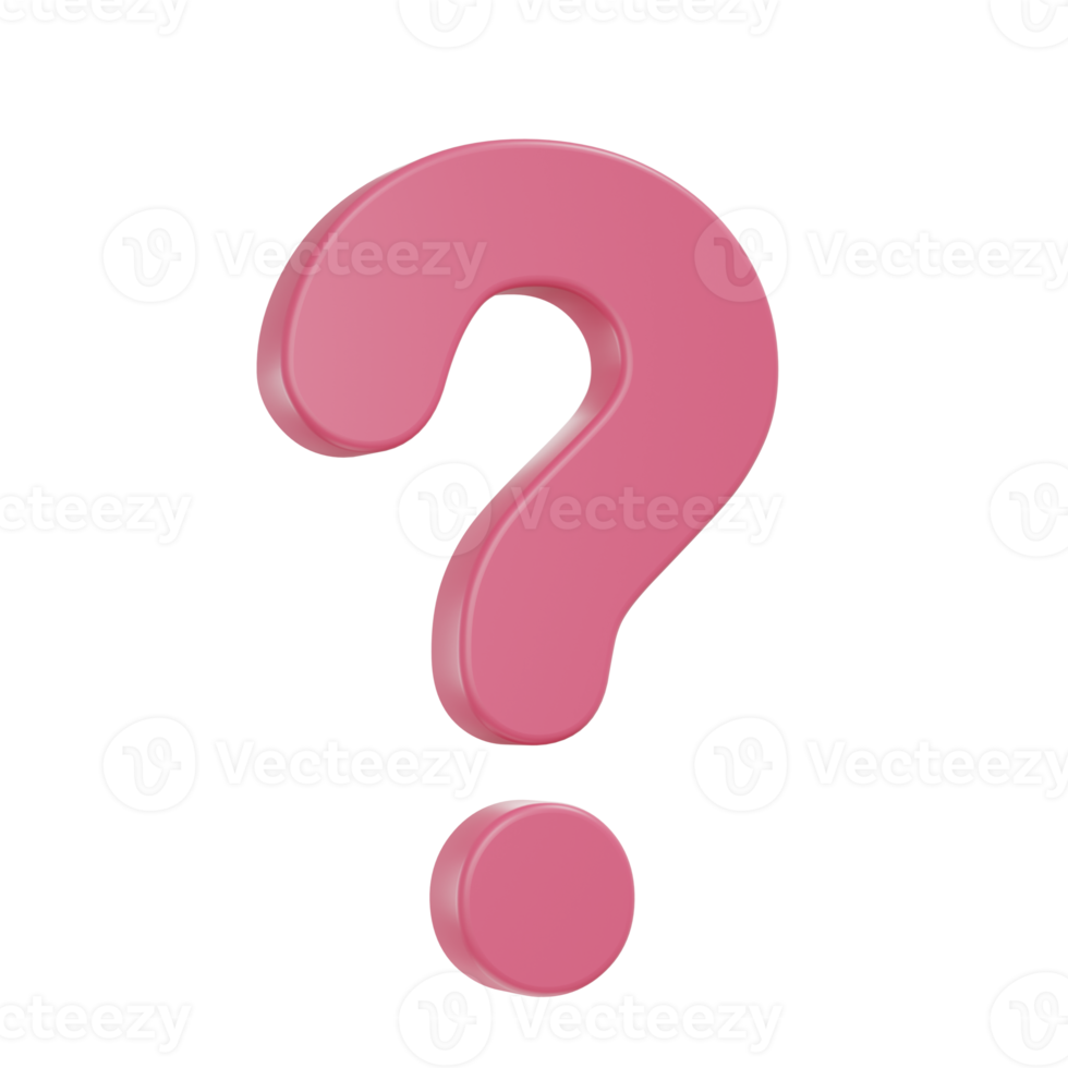 3D render Question mark speech bubble icon. Message box with question sign. png