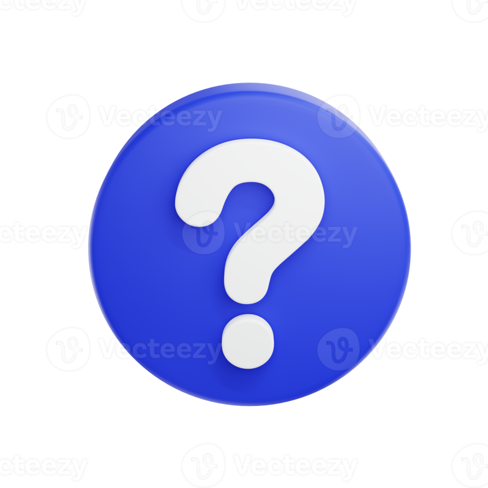 3D render Question mark speech bubble icon. Message box with question sign. png