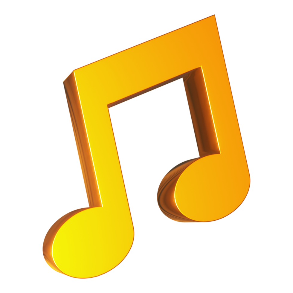 3d Gold music note png