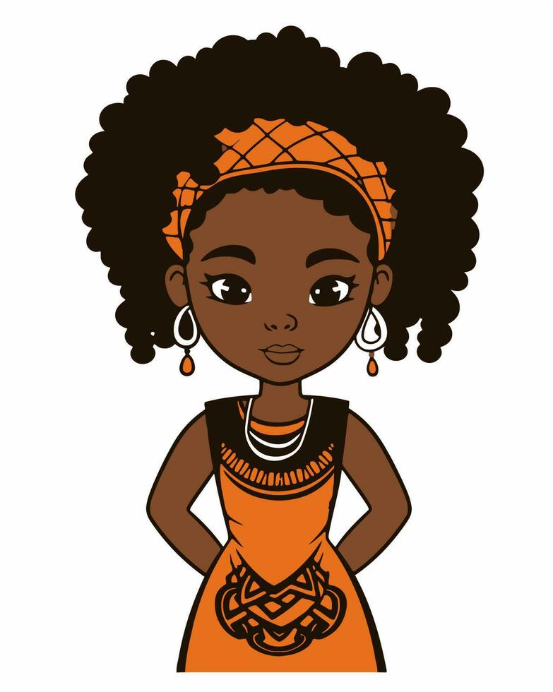 pequeño africano niña vector