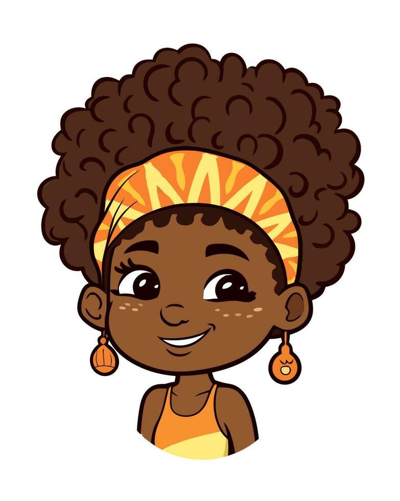 Happy curly haired girl vector