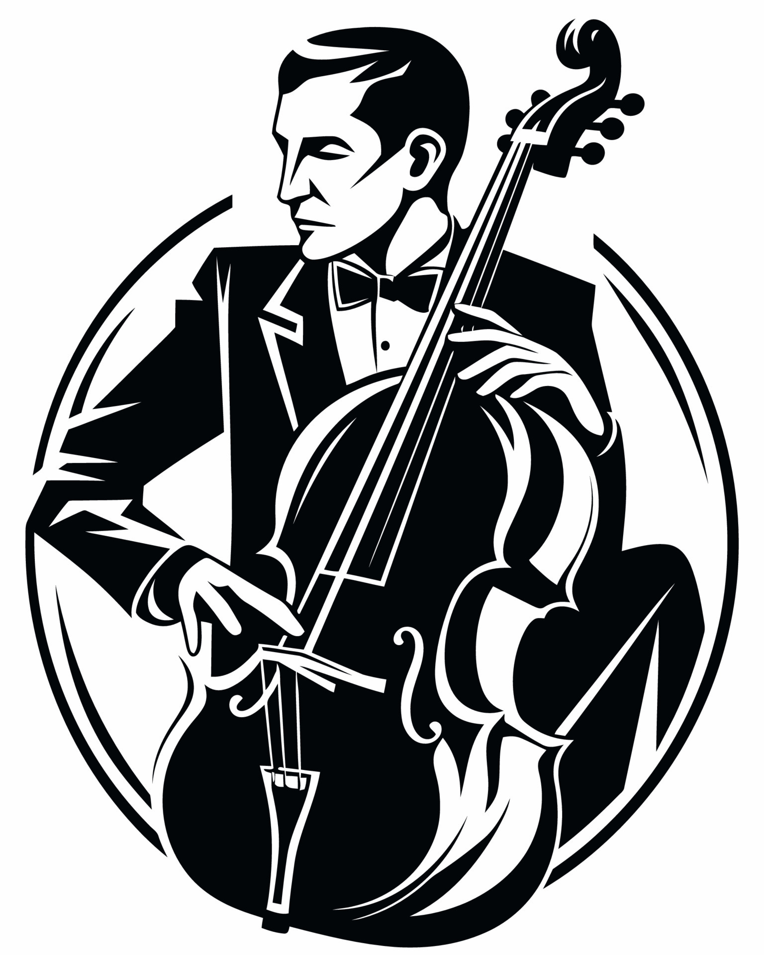 Cello player black and white 23216618 Vector Art at Vecteezy