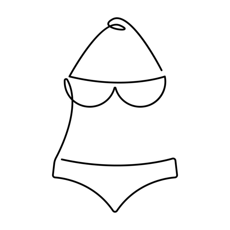 isolated, continuous line drawing bikini, lingerie, underpants and bra. Summer and spring. vector