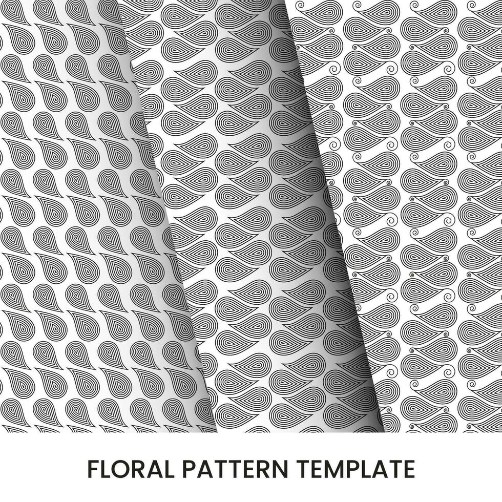 Floral paisley pattern template vector bundle