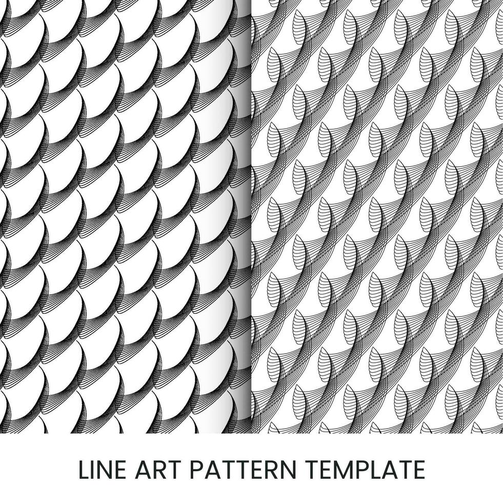 set of pattern design template with abstract line forming vector