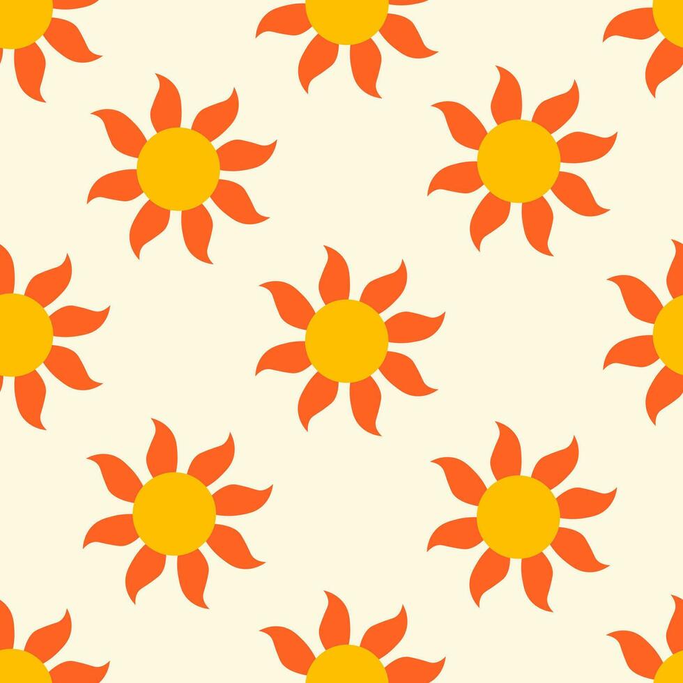 Summer sun flower seamless pattern vector