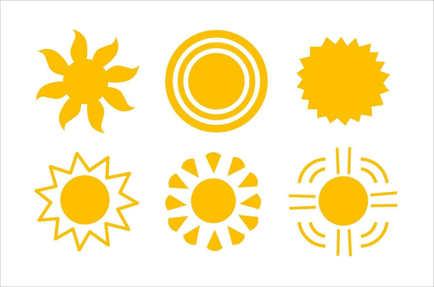 Sun silhouette icons set vector