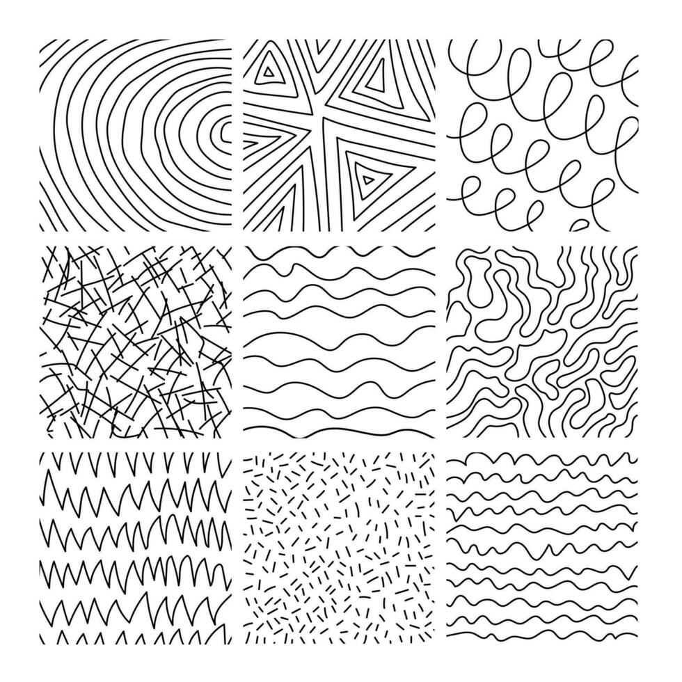 Black lines Textures set vector