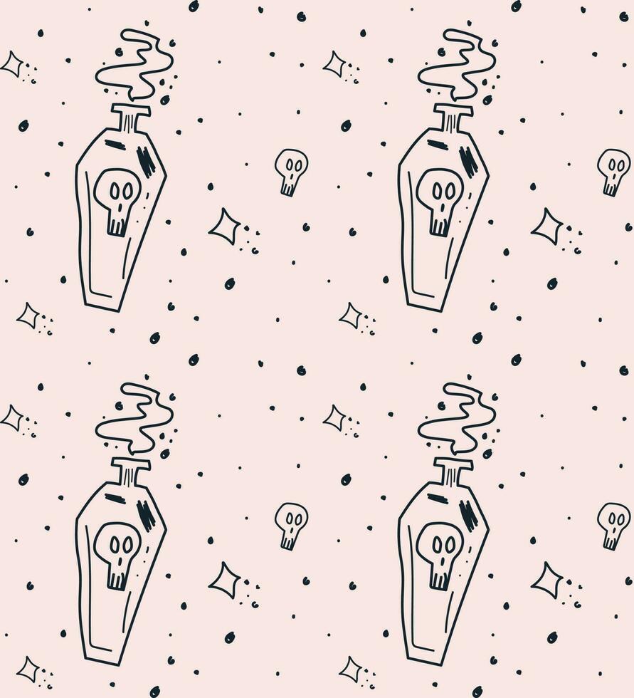 potion bottles pattern. witchy seamless pattern. vector
