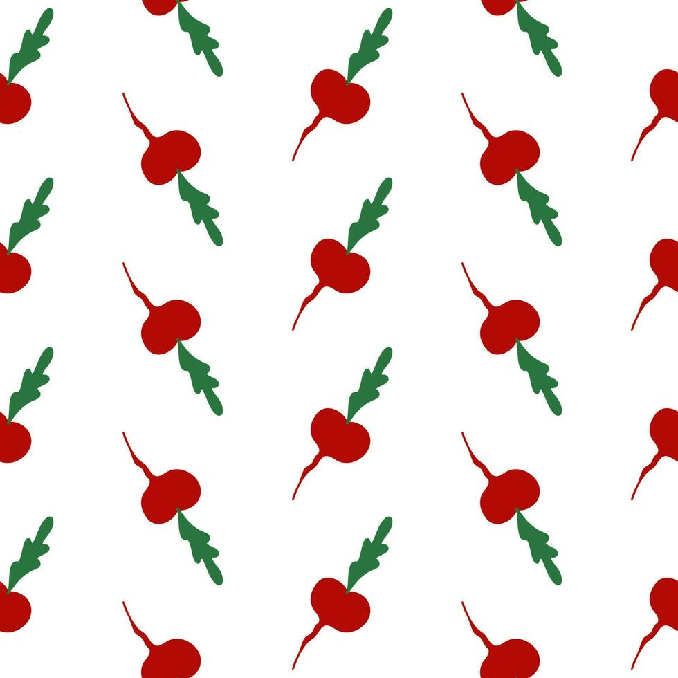 resumen sencillo mano dibujado raíz de remolacha sin costura modelo. rojo vegetal vegetariano antecedentes. Fresco garabatear niños remolacha con parte superior para hogar cocina interior textil cubrir. vector ilustración