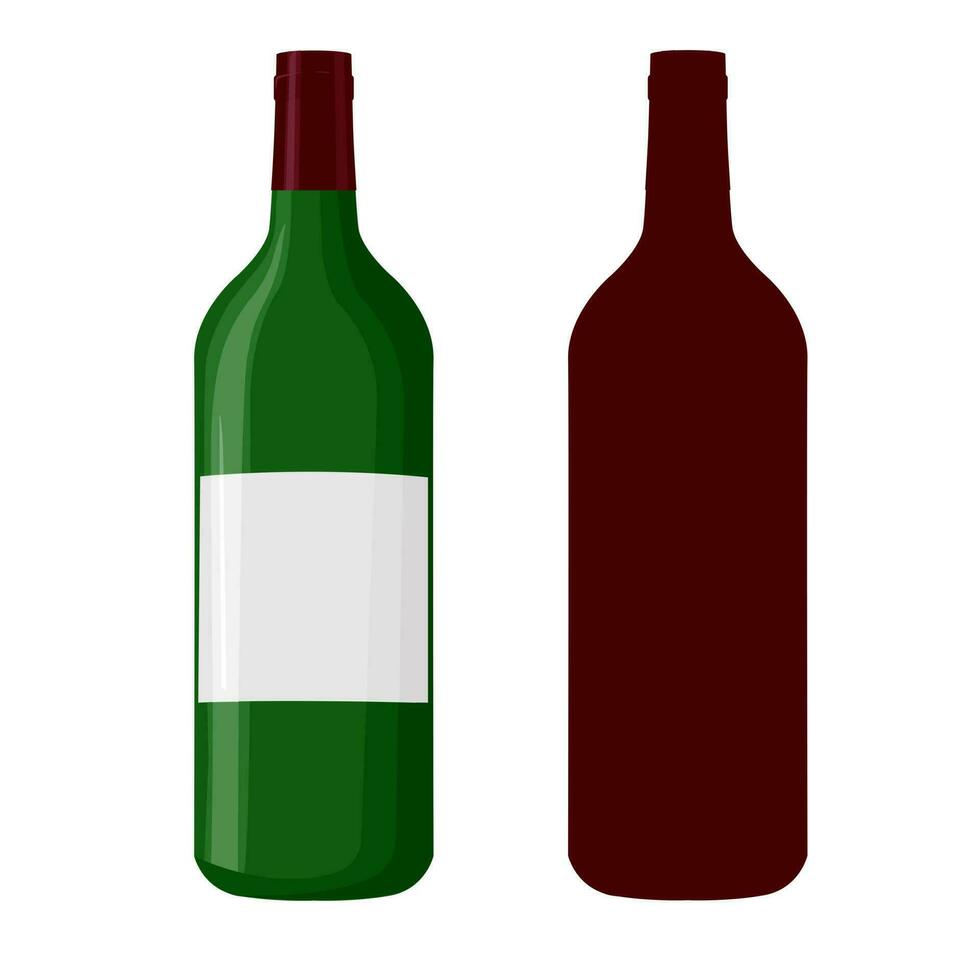 Wine bottle with wineglass and bottle silhouette. National Wine Day. 25 May. Can be used as invitation banner for wine party or as menu cover for wine bar. Vector illustration