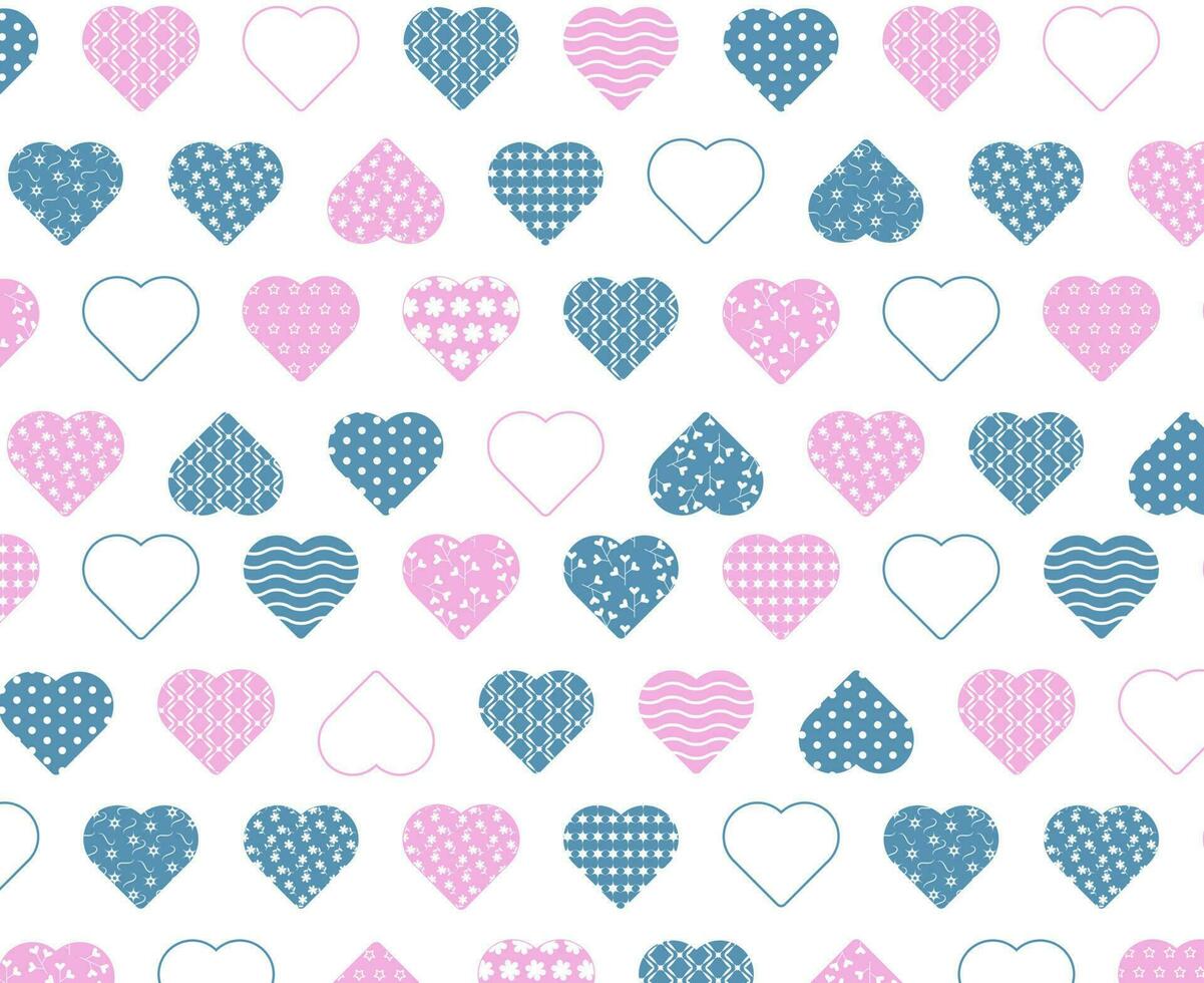 Free vector romantic pattern with different types of hearts