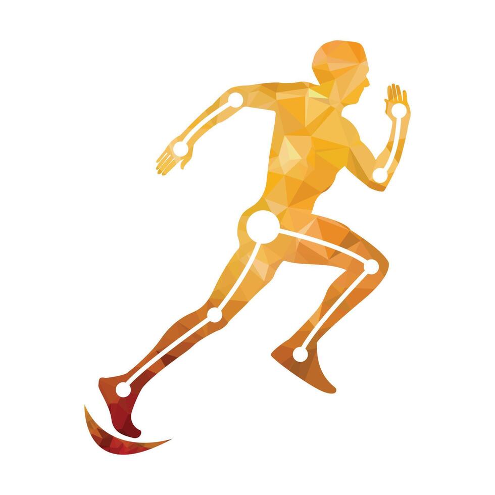 Running man designed using polygonal style graphic vector. Human body silhouette. vector