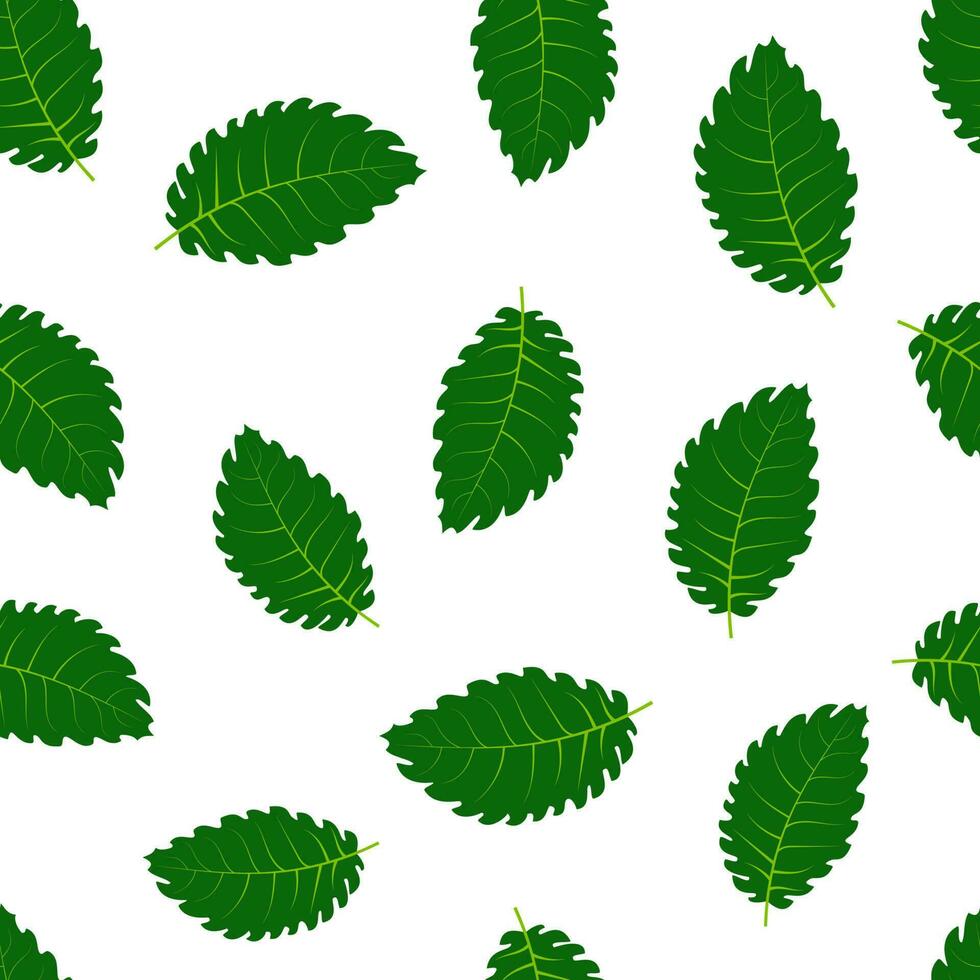 Seamless pattern with green summer leaves. Vector illustration.