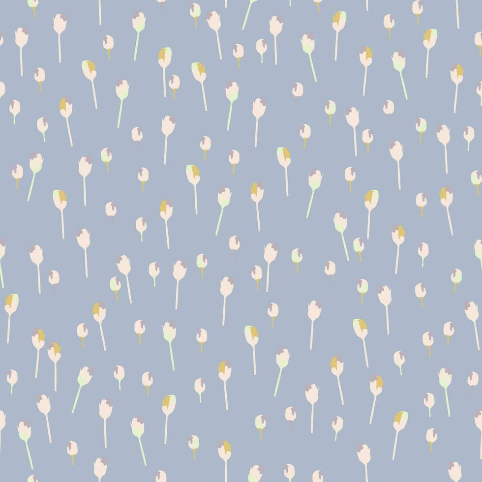 seamless mixed pastel abstract tiny tulips pattern background vector