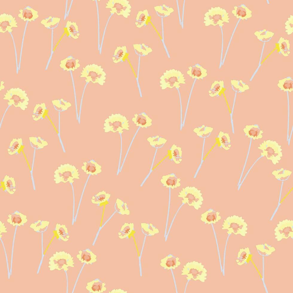 seamless doodle cute pastel flower pattern background vector