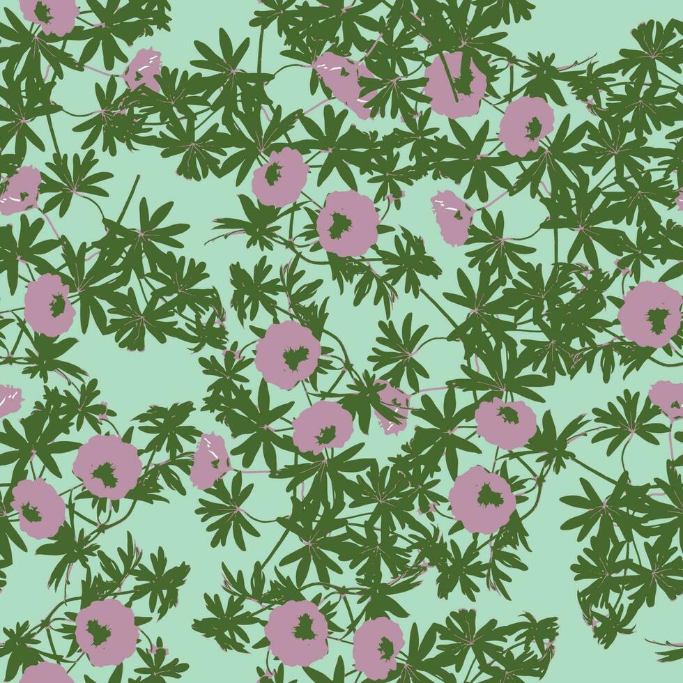 seamless pink hand drawn wildflowers pattern background for fashion fabric vector