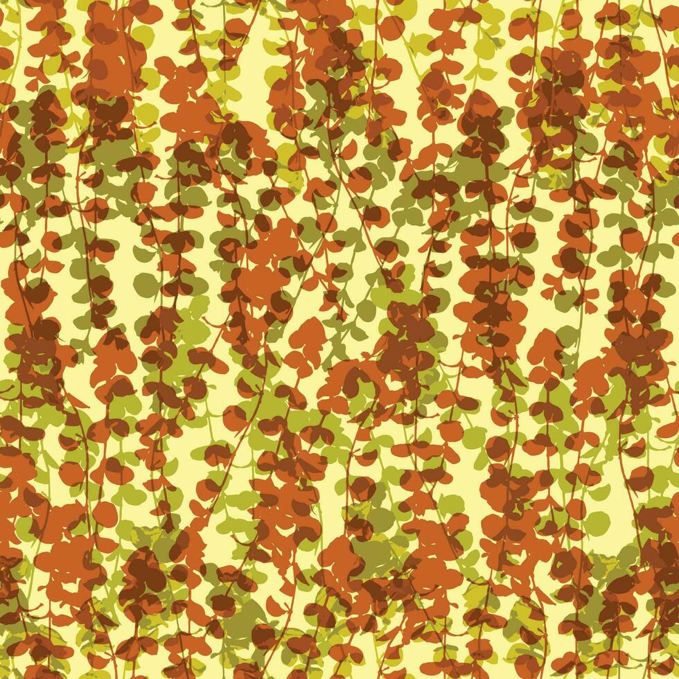 seamless camouflage with autumn creeping jenny pattern background for fashion fabric vector