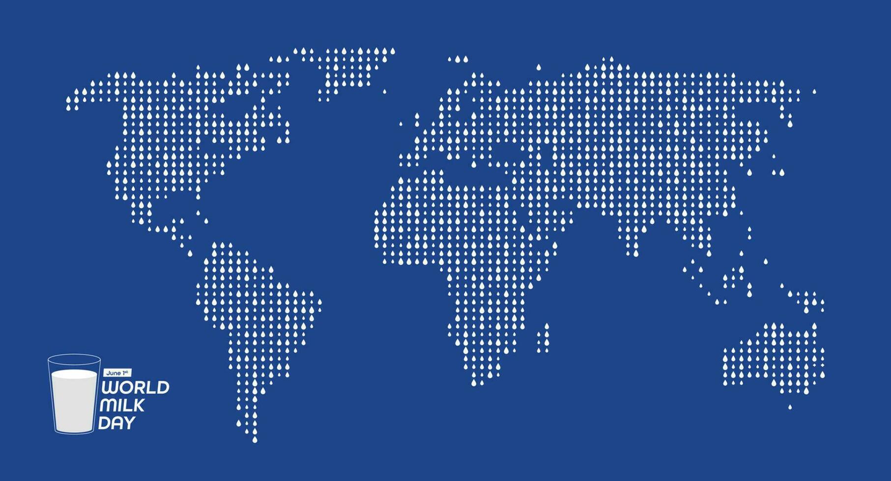 mundo Leche día, junio 1er. mundo mapa hecho con Leche gotas. vector