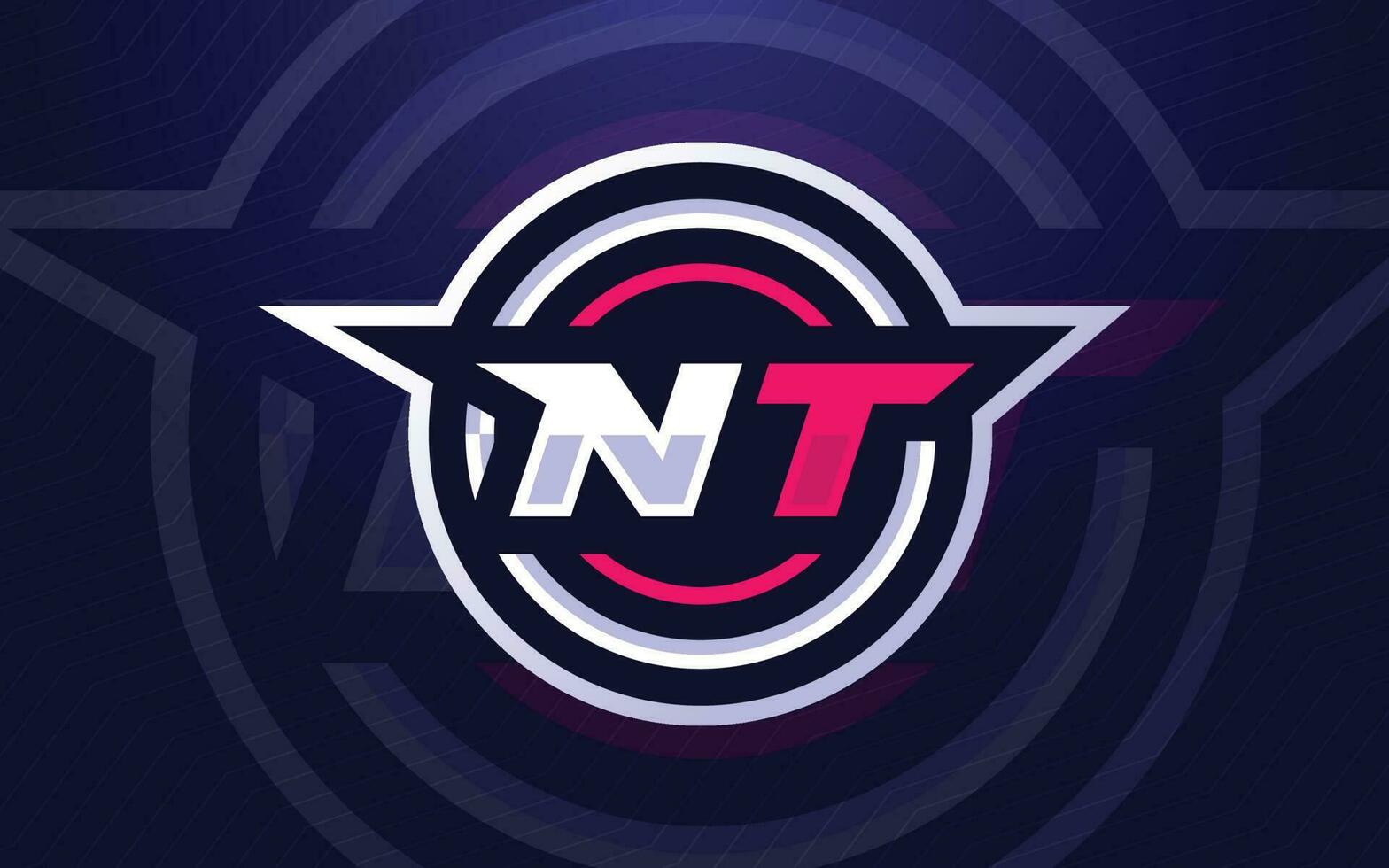 NT initial e-sports wordmark logo for gaming and tournament logo vector