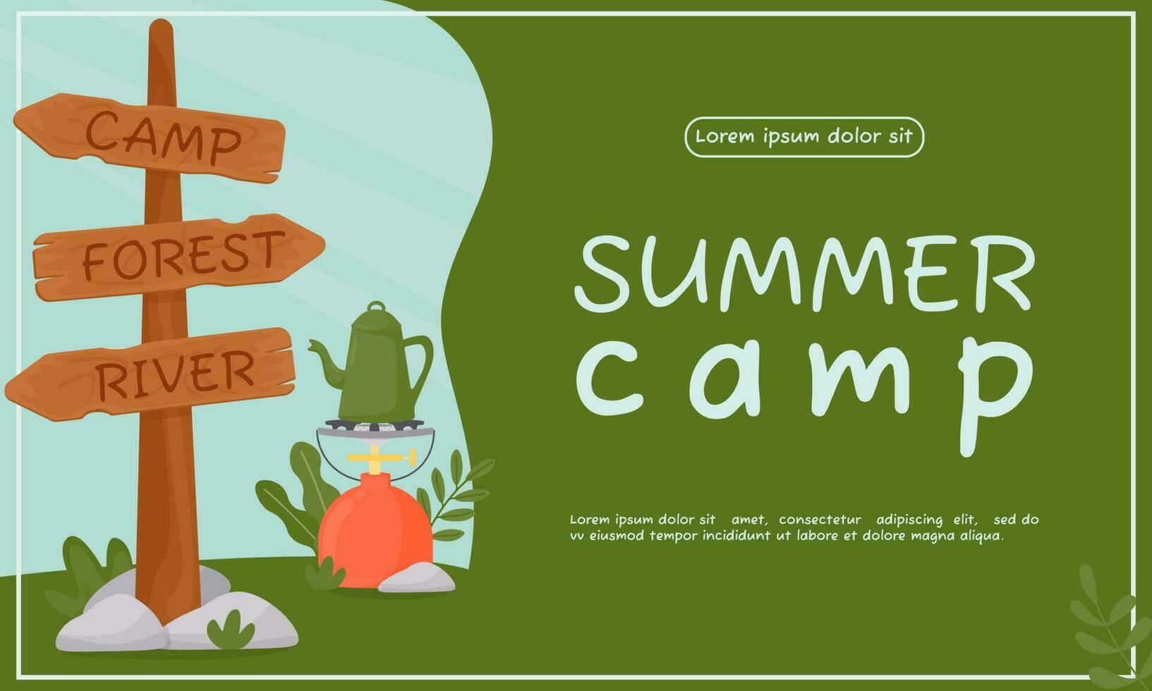 Background for summer camping, travel, trip, hiking, tourist, nature, travel, picnic. Design of a poster, banner, leaflet, cover, special offer, advertisement. Vector illustration in a flat style.