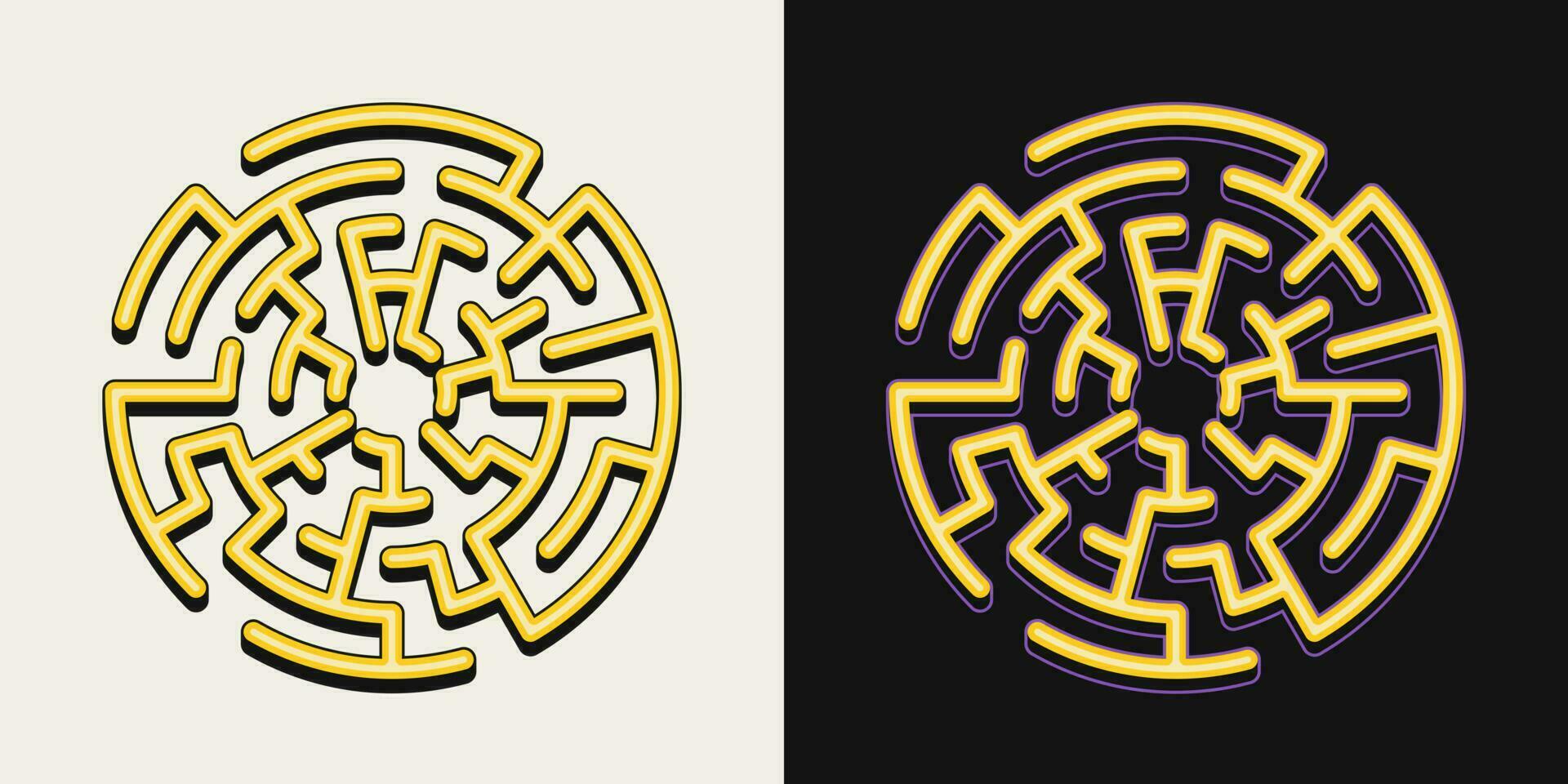 Small labyrinth in vintage style. Design element for esoteric, mystical surreal concepts, answer search, spiritual quest. vector