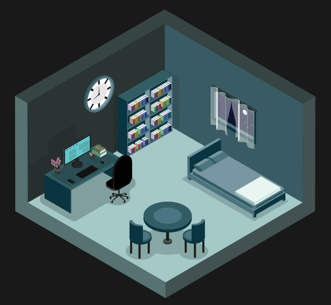 Isometric Quarantine Room Concept vector
