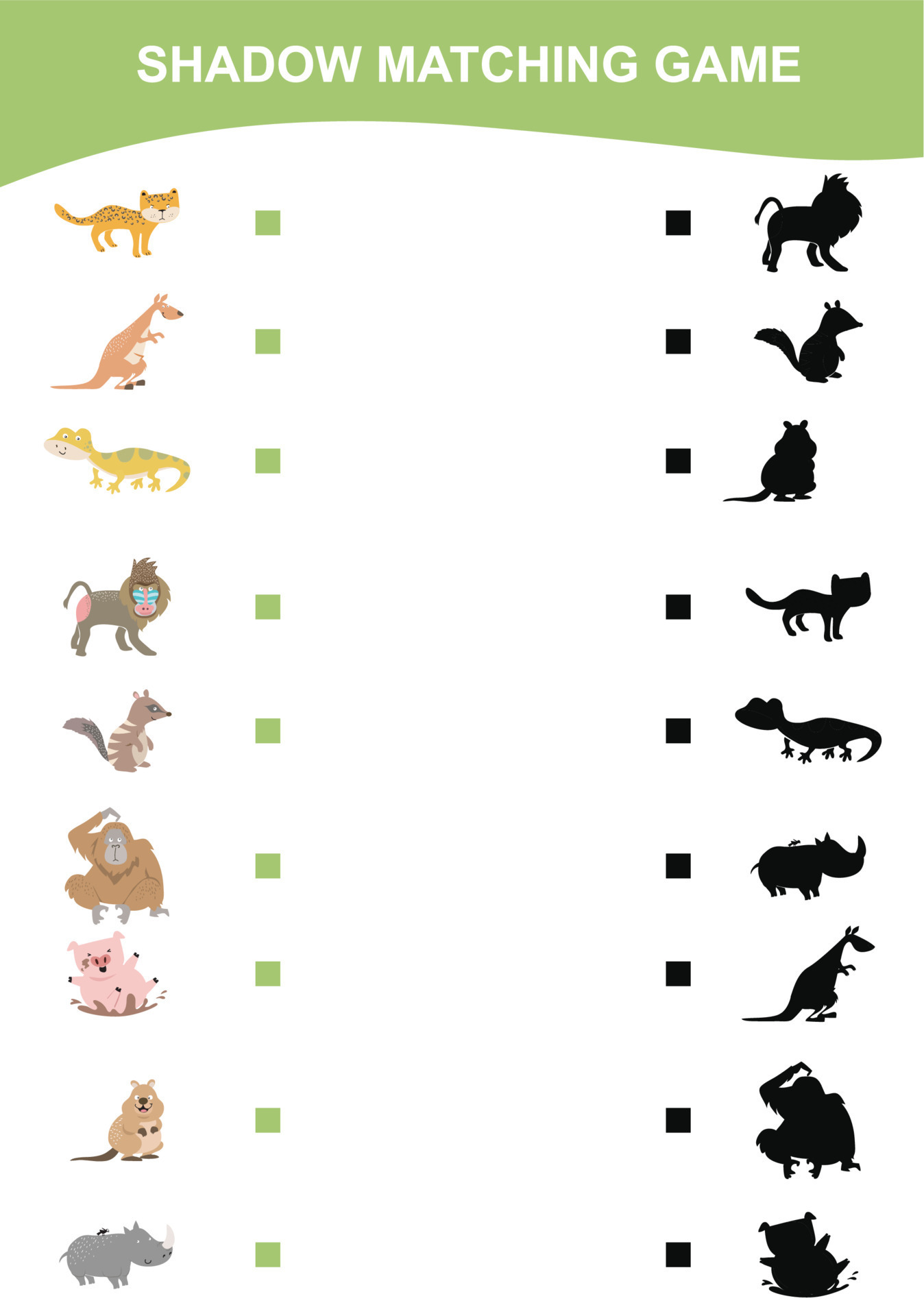 Animal Shadows Sorting Worksheet: Free Printable PDF for Kids