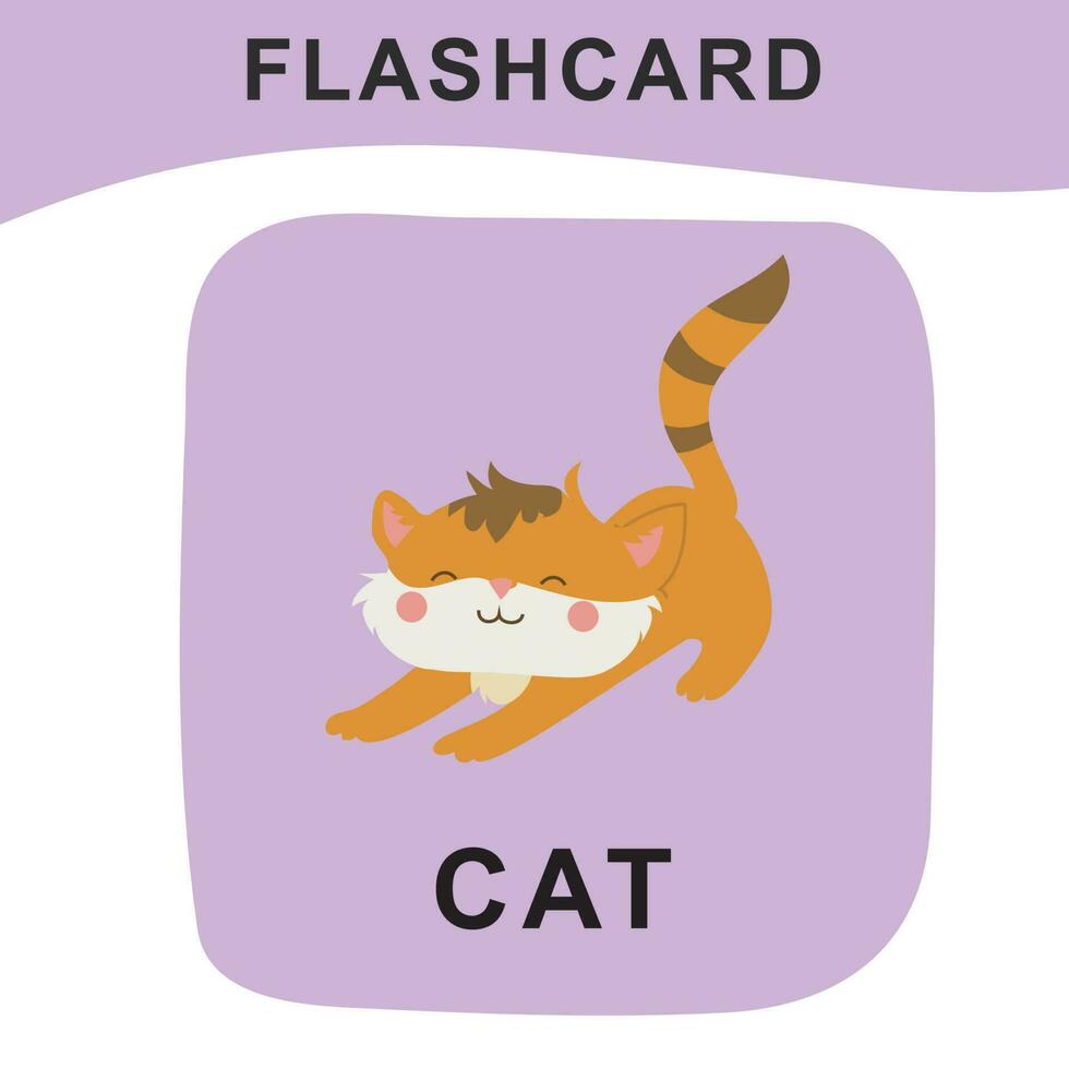 Cute flashcard of animal farm. Educational printable game cards. Colorful printable flashcards. Vector illustration.