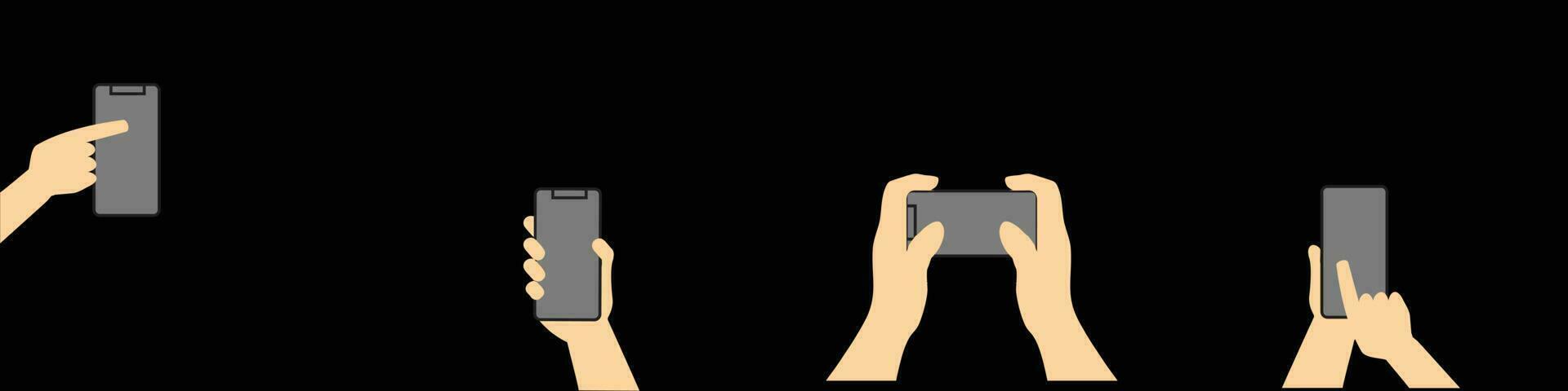 ILLUSTRATION OF HOLDING A GADGET WITH BOTH HANDS vector