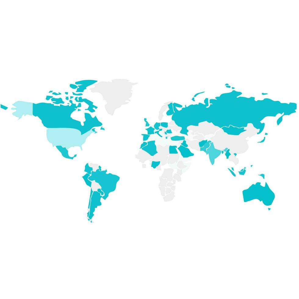 world map tosca color white background. vector