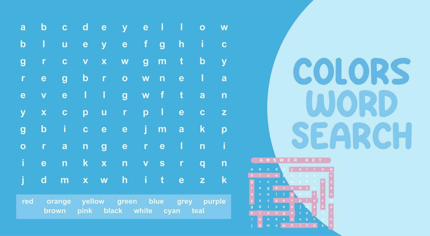 Colors Word Search worksheet. Educational worksheet for preschool ...