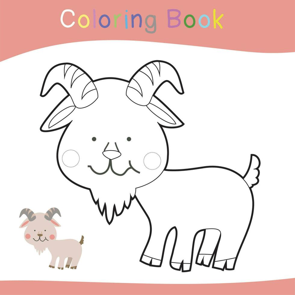 Coloring page worksheet. Educational printable worksheet. Coloring animal for children. Vector outline for coloring page.