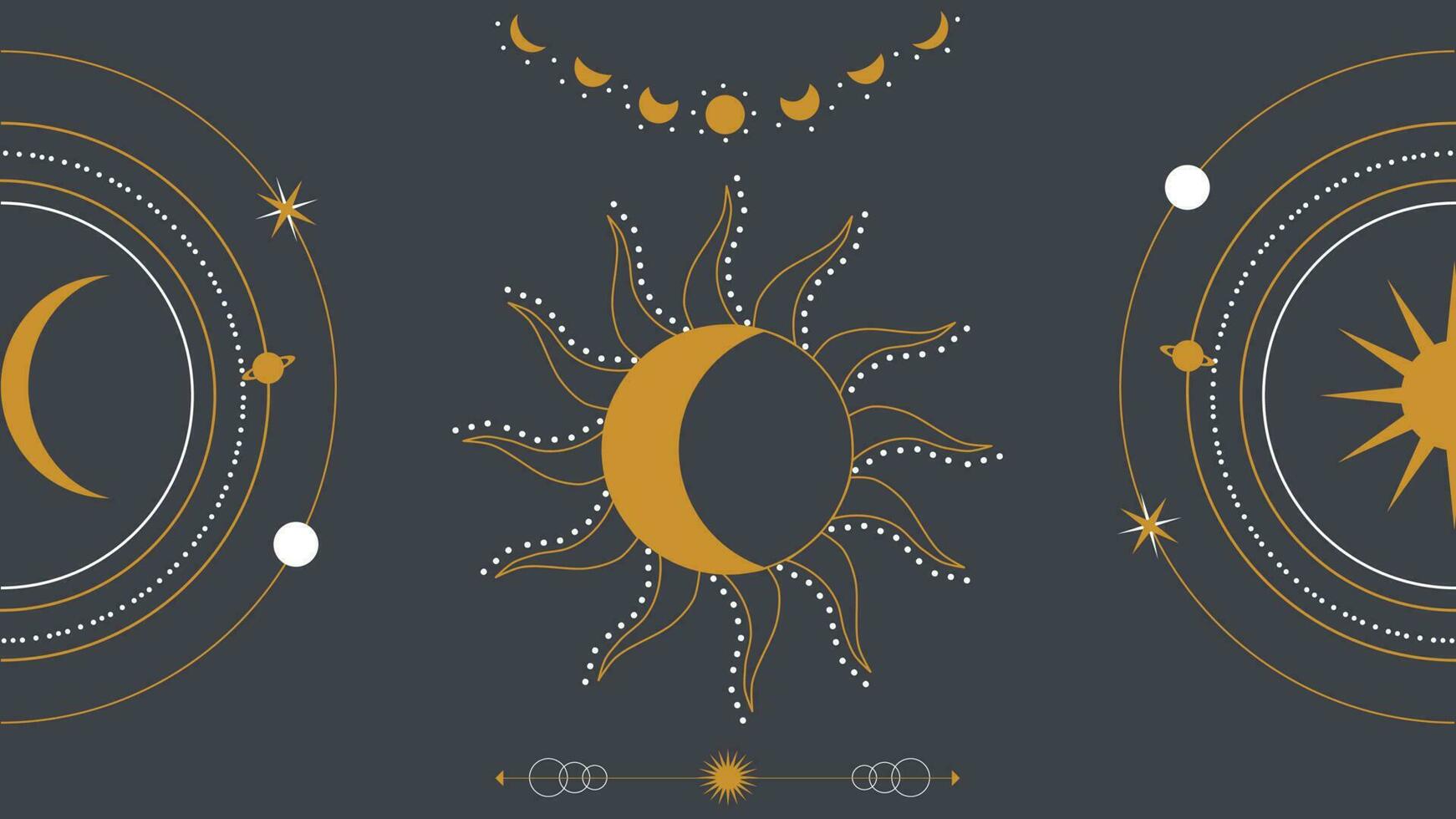 astrology background with moon, sun and stars vector