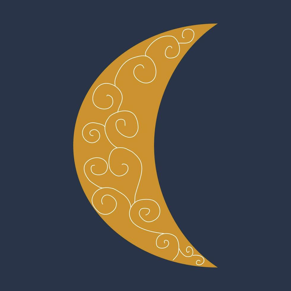 crescent with curved ornament vector